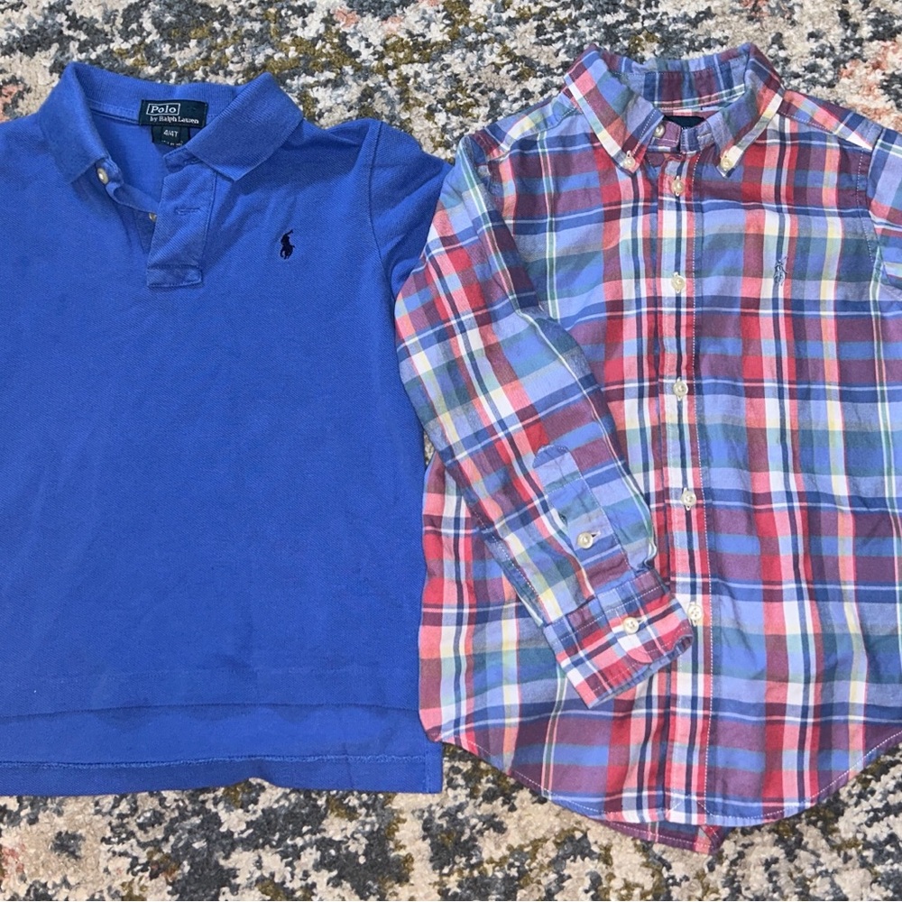 Polo Ralph Lauren Blue Shirt and Plaid Button-Up